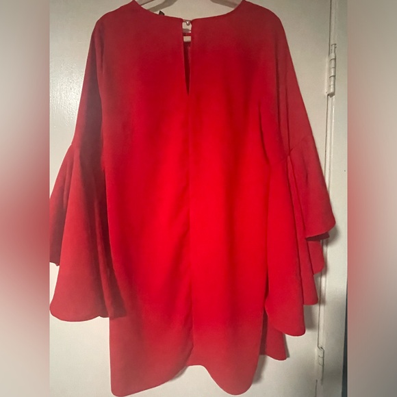 Cute RED mini dress with flowing sleeves. Size L - Picture 2 of 8